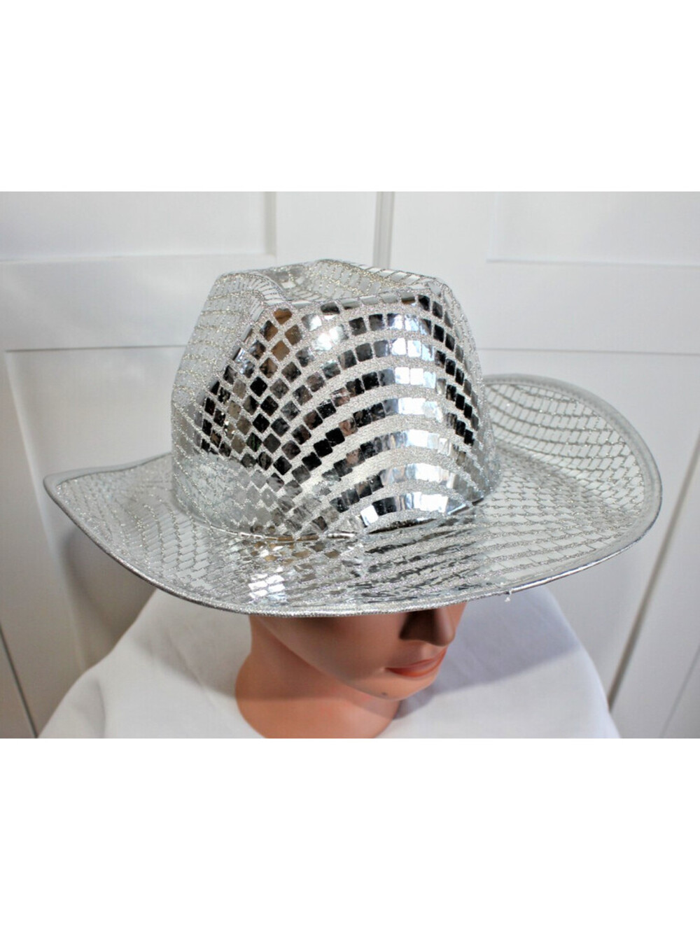 Silver Disco Ball Cowboy Hat – Mirror Tile Festival Rave Party Hat